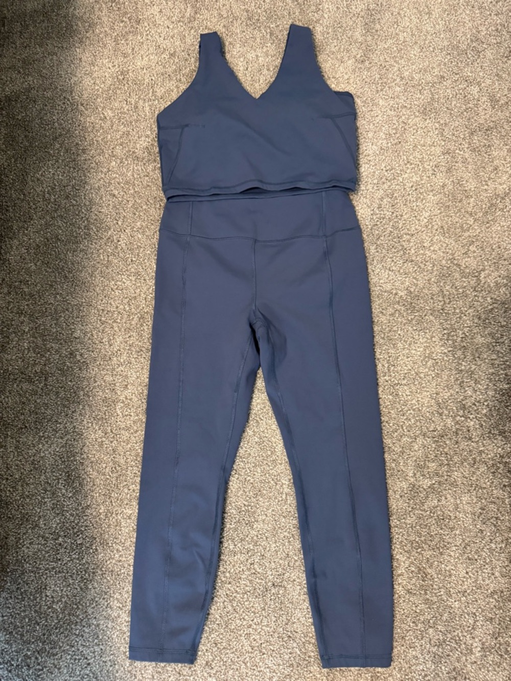 Women's Navy Blue Leggings & Cropped Tank Set